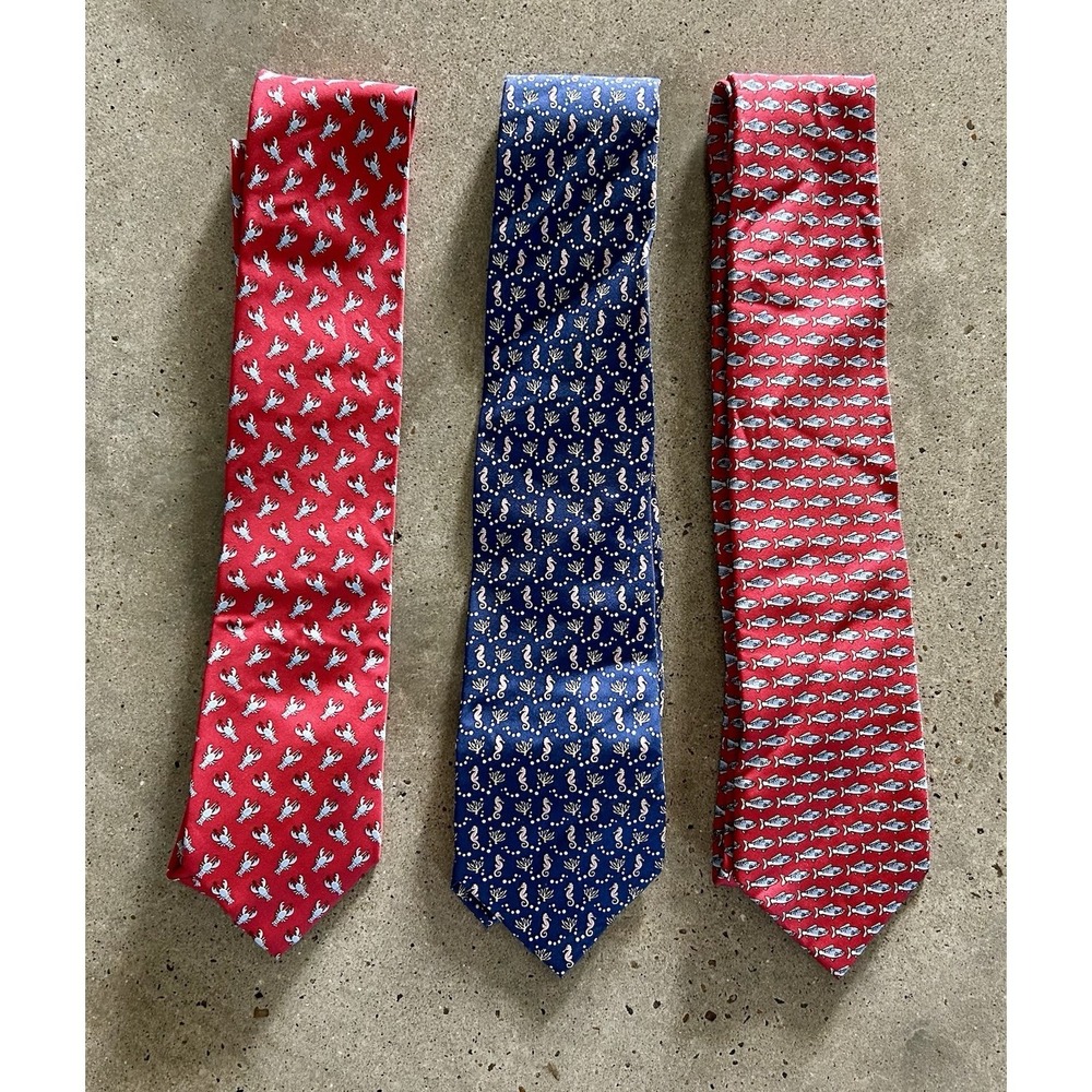 SERO Silk Tie Necktie Lot Of 3 Sea Life Coastal Beach Nautical VGUC